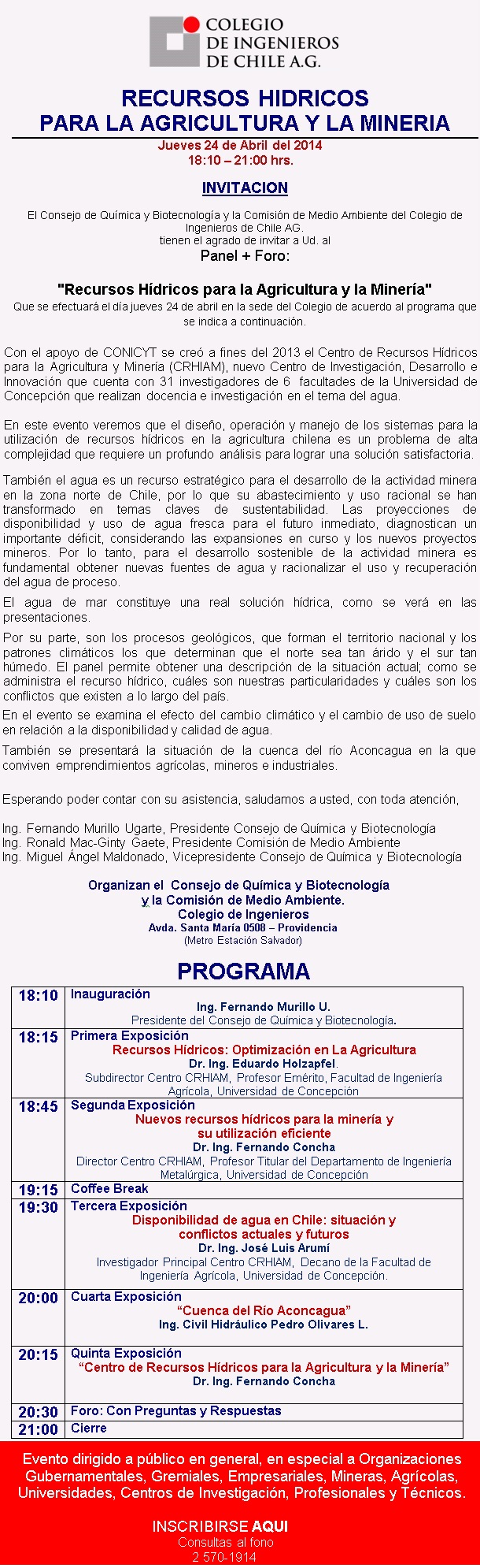 Invitacion Recursos Hidricos quimicos